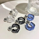 【50%OFFクーポンで,545円】クリアピアス C型レディースフープピアス 大人可愛い アクセサリー 透明感 おしゃれ ジュエリー きれいめ 2wayピアス プチプラ オルチャン 韓国 耳飾り変形 miniministore 84QIYOU-007