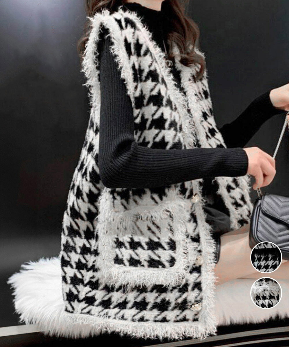 ニットベストモヘアタッチニットジレ...