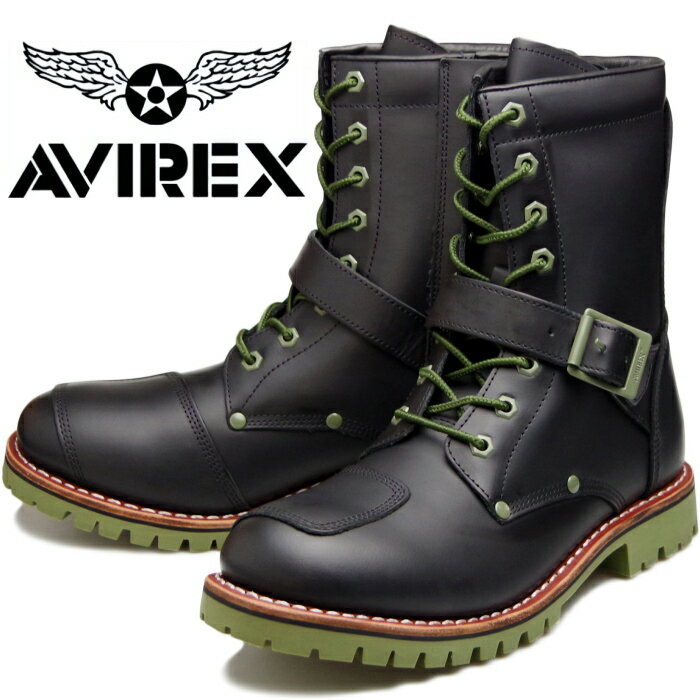 アビレックス ブーツ ヤマト AVIREX YAMATO AV2100 BLACK/OLIVE メンズ レディース エンジニアブーツ サイドジッパー バイカーブーツ ミリタリーブーツ 革靴 バイク靴 送料無料 2023秋冬新作