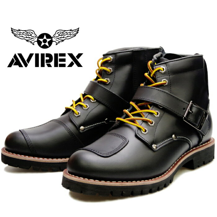 【楽天スーパーSALEポイントアップ5倍】 アビレックス ブーツ タイガー AVIREX TIGER AV2931 BLACK メンズ レディース エンジニアブーツ サイドジッパー バイカーブーツ ミリタリーブーツ 革靴 バイク靴 2018秋冬新作 送料無料