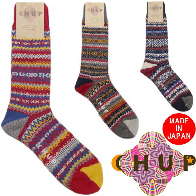 【SALE:20%OFF】 チュプ ソックス CHUP 靴下 SNJOR スジュール メンズ レディース 日本製 ハイソックス クルーソックス byグレン・クライド 男性用 女性用 お洒落 見せ靴下 おしゃれ ギフト プレゼント 柄物 綿中厚ソックス 2020秋冬新作 【あす楽対応】 【ネコポス対応】
