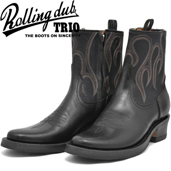 ROLLING DUB TRIO LORO ZIP ローリングダブトリオ ロロ ウェスタンブーツ ワークブーツ メンズ ブーツ レザー 本革 サイドジップブーツ ウエスタンブーツ メンズブーツ レザーブーツ ボックスカーフ ゴートレザー 革靴 アウトドア キャンプ 日本製 送料無料 交換片道送料無料