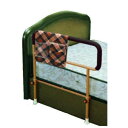 ●家庭用木製ベッドに取付け可能取付け可能な手すりです。●取付は簡単、ベッド表面は傷つけません。●床回りの収納に役立つベンリ−バッグ（小物入れ）が付属です。●取付け可能なベッド「木製ベッドで側板と底板が平らなもの」「底板に木ネジで固定が可能なもの」「床から底板（マットレス下）までの高さが20〜38cm」●取付けできないベッド「ウォーターベッド」「底板が金属（金属スノコ、網等）」「ヘッドボードの無いもの、パイプベッド」「電動やギヤ等で背上げなどができるもの」「側板と底板に段差の有るもの」●マットをずらして底板の上にベースを置きヘッドボードと底板にピッタリと寄せて木ネジ（8本）底板にしっかりと固定します。●高さ調節はできません。サイズ：幅70×奥行（ベース含む）46×高さ（床から）70cmcm重量：4kg材質：塗装スチールパイプ（メラミン焼付塗装）色：茶付属品：ヘンリーバッグ（新聞や眼鏡、薬などが入るバッグ）。 木ネジ8本、ゴム足