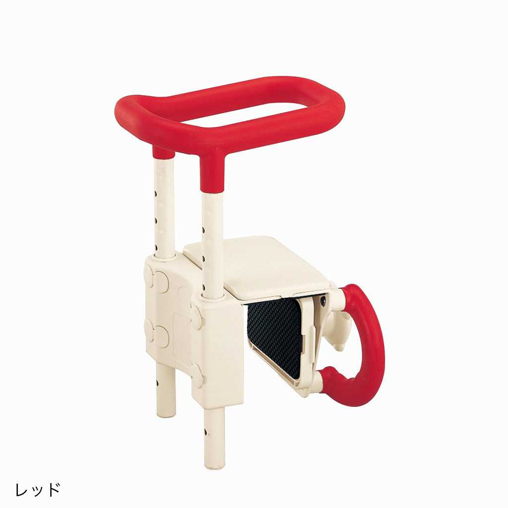 お風呂 手すり 後付け 介護 高さ調節付浴槽手すり UST-130 レッド 536-600 アロン化成