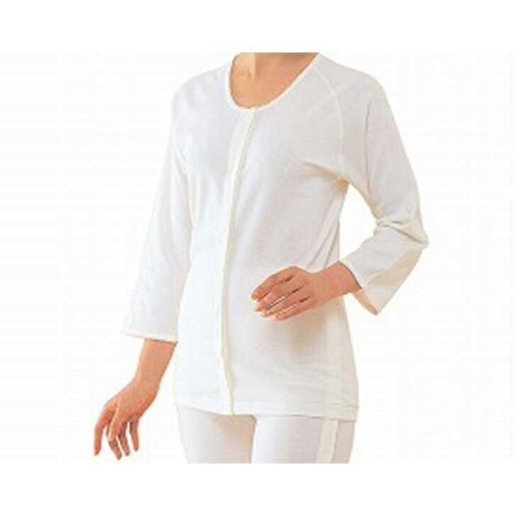 セット販売 ワンタッチ肌着 婦人用 前開き7分袖/No.50 M オフホワイト×3着 神戸生絲