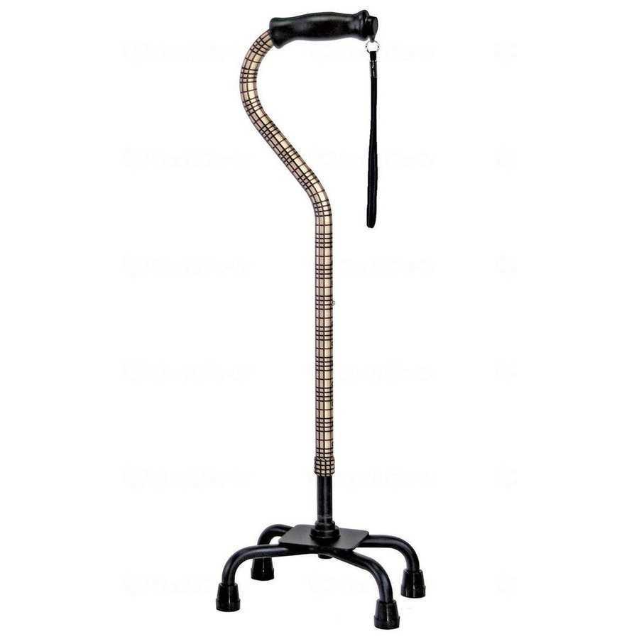 ・最低高66cm、小柄な方にも最適。おしゃれ四点杖。 ●サイズ／長さ66〜88.5cm（10段階／2.5cm）、グリップ長さ：11.7cm、ベース部：幅16.5×奥行22.5cm ●重さ／約600g ●材質／本体：アルミ・PP、グリップ：PVC、ベース：アルミ、ゴムキャップ：合成ゴム ●適応ゴムチップ内径／15mm ●付属品／着脱式ストラップ