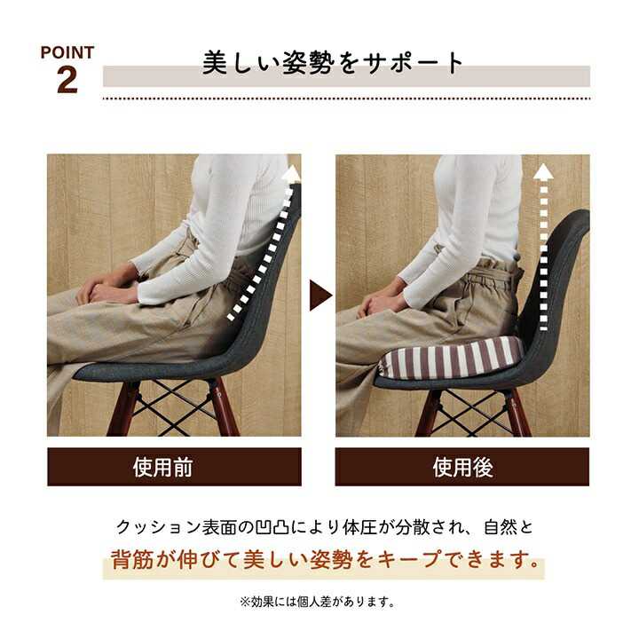 クッション オフィス 椅子 シンプル もっちり 低反発 オフィス ドライブ 約45×35×7cm ネイビー イケヒコ [3]