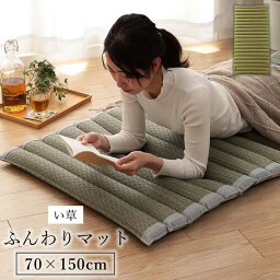 い草 マット クッション ポコポコ くつろぎ お昼寝 グレイ 約70×150cm イケヒコ