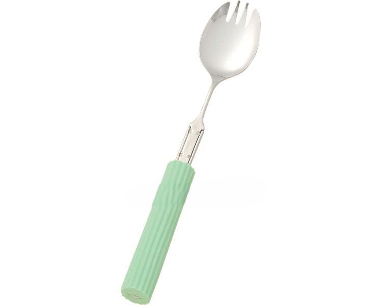 ※こちらの商品はメール便出荷の為、化粧箱から出して出荷する場合がございます 商品の仕様 ●サイズ／長さ約20.8cm、先端部：幅3×長さ4.6cm、グリップ径：直径1.8cm・穴部：1.1×0.2cm ●重さ／約31g ●材質／本体：ステンレス、グリップ：シリコーンゴム ●耐熱温度／200℃ ●生産国／日本 ●食洗機可 ●乾燥機可 ●煮沸消毒可 商品の説明 ・首と柄の両方が曲げられて少しの力でも握りやすい。 ・首の角度と柄のカーブを調整して、使いやすい形を見つけてください。 ・グリップ部分は耐熱温度が高いシリコーン製なので、食器洗浄機・乾燥機、煮沸消毒が可能です。ご家庭ではもちろん各種施設でも安心してご使用できます。 ※この商品は使い手に合わせて微調整するものであり、くり返し曲げると金属疲労により折れる場合があります。 ※柄の部分にエタノールをつけるとグリップをスムーズに入れることができます。