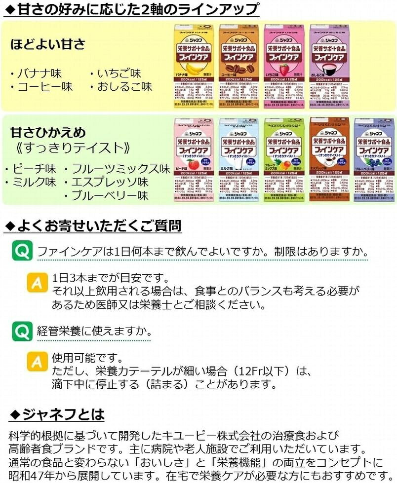 まとめ買いお得 介護食 約1か月分 ジャネフ ファインケア 4種各8個 計32個 キューピー 栄養 補助食品 高齢者 食欲不振 介護食品 miniroku-10018029 介護ミニロク 楽天市場店 サンプル画像2