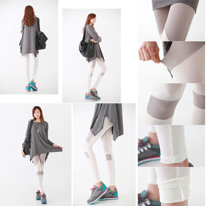 ミニスキャンダルのテンセル素材♪リブ素材切り替えデザインレギンス/Tencel material Leggings｜アングル2