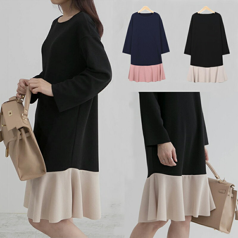 ワンピースバイカラー切替切りっぱな...