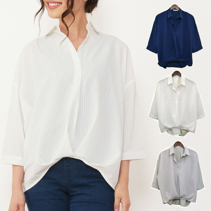 樂天商城 - シアチェック生地タック付きシャツチュニック