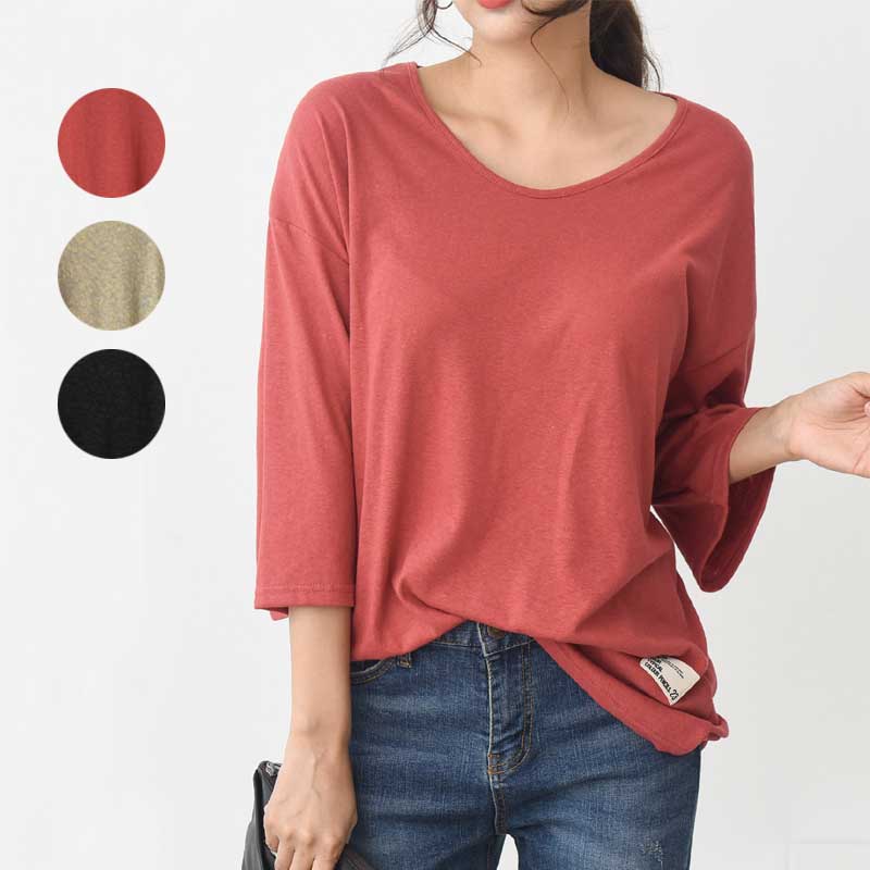 樂天商城 - トップス tシャツ 長袖 英数字ラベル シンプル ぼかし Tシャツ カットソー