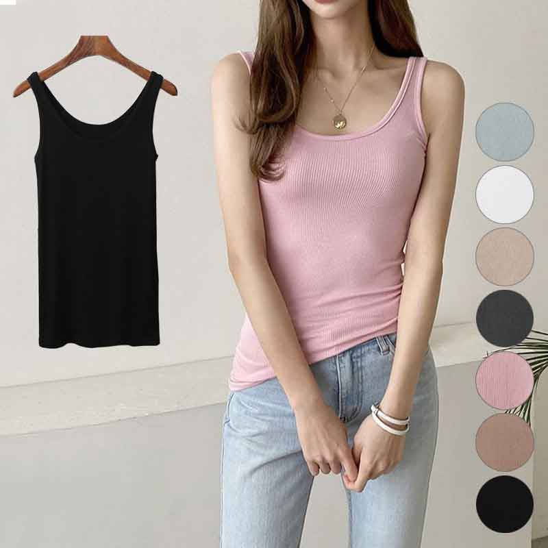樂天商城 - ノースリーブ タンクトップ リブ素材 キャミソール トップス インナー レディース