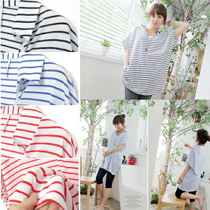 BIGゆるボーダー柄ポロシャツ半袖Tシャツカッ...の紹介画像2