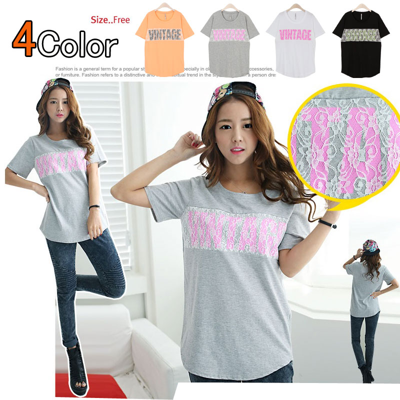 花柄レース英字[VINTAGE]ロ...