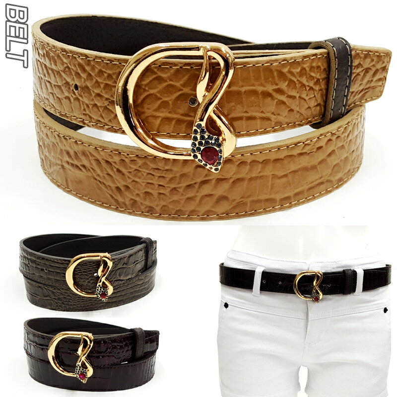 【送料無料】ベルト ラインストーン付きバックル レディース 【BELT】