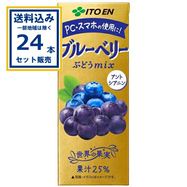 伊藤園 ブルーベリーぶどうmix 紙パック 200ml×24本×1ケース (24本)(送料無料、一部地域は除く) 国内製..