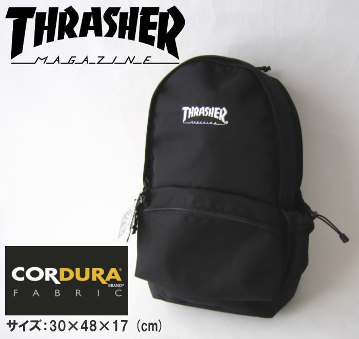 THRASHER スラッシャー デイパック リュックサック コーデュラポリエステル PCポケット 18L リュック 中学生 ブラック 通学 スクールバッグ スクールリュック バッグ 学生 通学バッグ