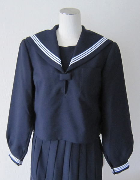 【B体】セーラー服上衣 紺 衿・カフス3本ライン KANKO カンコー ウール50%/ポリエステル50%