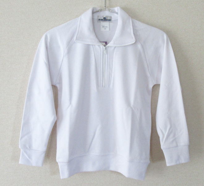 長袖トレーニングシャツ　ファスナー付き　衿付き（チャック長袖トレシャツ）　抗菌防臭加工/定番/体操..