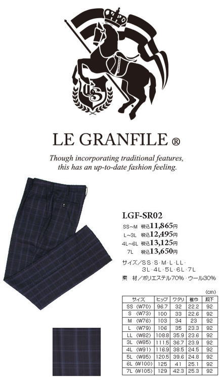 スクールパンツ L・ LL ・3Lサイズ 高校制服・学生服 ル・グランフィール LE GRANFILE