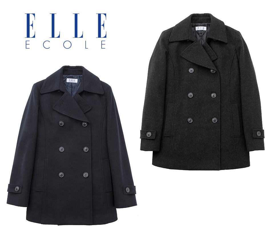 マフラープレゼント　スクールピーコート　エル　ELLE ECOLE　カンコー学生服【コート スクールコート Pコート 制服 学生 女子 女の子 レディース】ネイビー チャコールのサムネイル