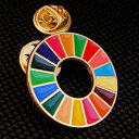 SDGs バッジ sdgs ピンバッジ ピンバッチ 国連本部公式最新仕様 ゴールド 金色 シルバー 銀色 光沢 17色 留め具2個付き Sdgs アピール バッチ 襟章 帽子 スーツにも バッグにも最適 かわいい 疑似七宝 ゴールデン (1個)