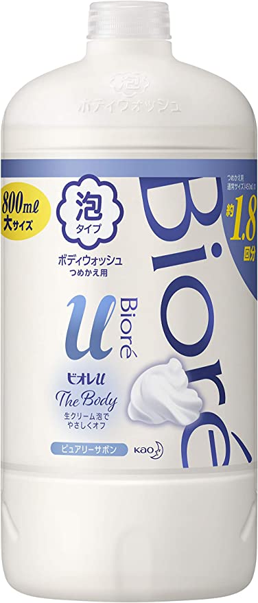  ビオレu ザ ボディ 〔 The Body 〕 泡タイプ ピュアリーサボンの香り つめかえ用 800ml 「高潤滑処方の生クリーム泡」 ボディソープ 清潔感のあるピュアリーサボンの香り