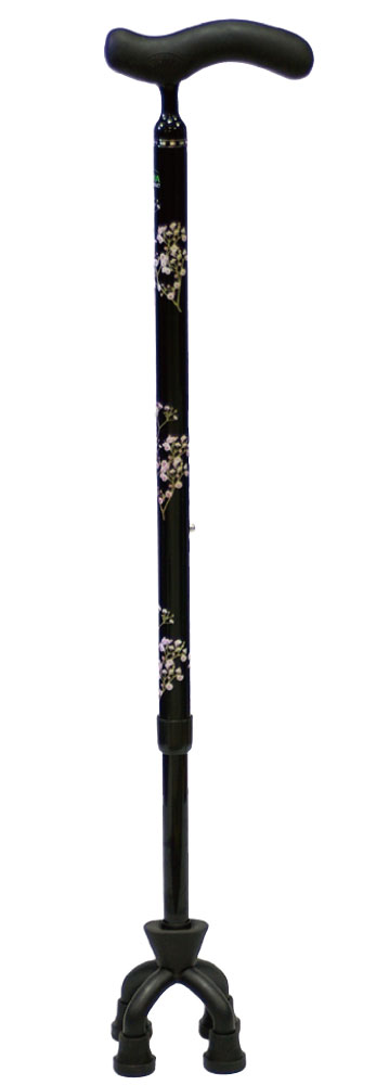 サイズ： 長さ62.5〜88cm （11段階2.55cmピッチ） 接地面積： 幅10×奥行17cm 重量： 約440g 材質： 本体 = カーボン グリップ = カーボン グリップカバー = 樹脂製（TPF） ゴムキャップ = 合成ゴム（TPR） ベース = ナイロン樹脂 カラー： カーボン柄グレー、かすみ草 ゴムキャップ内径： 15mm ------------------------------------- 【色について】 ・商品仕様、カラー等は改良のため予告なく変更される場合がありますのでご了承下さい。 ・商品のカラーは画面の性質上、実際とは異なる場合がありますのでご了承下さい。 【表示について】 ×：　売り切れました。 次回入荷日をお知らせいたしますのでお問い合せください。 ------------------------------------- ※電話：0743-20-2579（月〜金 AM10:00〜PM8:00 / 日 AM10:00〜PM5:00） ※E-Mail：sales_minna@kaigo-okumura.co.jp（終日お受付け可）　カーボン四点可動式スモールタイプ [10%OFF][支柱可動][軽量][握りやすい][グリップカバー][細型ネック][多点杖]"　border="0"> カーボンで軽量440g☆1点杖では心もとなく感じるあなたにお薦めの接地面積が狭い4点杖◎ 4点が広くないからジャマにならず突きやすい◎支柱可動式で安定した突き心地♪ ●軽量で疲れにくく使いやすいカーボン製☆軽いので手首や肘に負担が掛かりにくいのが嬉しい♪ ●着脱可能な樹脂製グリップカバーと細型ネックのグリップが握りやすい！安定した杖の突き具合で安心して歩けます。 ●支柱（シャフト部）が前後に可動して路面に接地しやすい四点式。四点できちんと接地し坂道なども突きやすい♪安定感がそのまま安心につながります。 ●最低高さ約62.5cm！身長の低い方（140〜150cmくらい）にも対応する多点杖です。 ●シックな色と花柄の2色展開。お薦めは女性の方に大人気のかすみ草♪