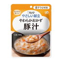 商品説明 概要 ●細かな具材を舌でつぶせるくらいにやわらかく調理し、とろみをつけて食べやすく仕上げています。 ●やわらかく仕立てた豚肉と豚ひき肉、大根、にんじん、ごぼう、豆腐、長ねぎ入りの豚汁です。とろみをつけて食べやすく仕上げました。 ●内容量:100g ●開封前賞味期間:製造日を含め25ヵ月(常温) ●開封前保存方法:直射日光を避け、常温で保存 ●温めた後は袋及び中身が大変熱くなります。また、中身がはねる場合がありますので、取り出す際はヤケドにご注意ください。 ●食事介助が必要な方にご利用の際は、飲み込むまで様子を見守ってください。また、具材が大きい場合はスプーン等でつぶしてください。 ●この商品はレトルトパウチ食品です。 ●乳幼児向け商品ではありません。 原材料名 野菜（だいこん（国産）、にんじん、ごぼう、長ねぎ）、豆腐、豚肉加工品（豚肉、でん粉、乾燥マッシュポテト、乾燥卵白、食塩）、豚肉、みそ、でん粉、植物油脂、米発酵調味料、しょうゆ、ポークエキス、かつお節エキス、砂糖、食物繊維／調味料（アミノ酸等）、卵殻カルシウム、増粘剤（キサンタンガム）、豆腐用凝固剤、（一部に卵・小麦・大豆・豚肉を含む） 注意事項 ・商品仕様、カラー等は改良のため予告なく変更される場合がありますのでご了承下さい。 ・在庫は店頭販売と兼ねているため、リアルタイムで在庫状況が反映ができず、注文をお受けしても実際の在庫が売り切れている場合があります。大変恐れ入りますが、その場合はキャンセルとなります。 ・当店は受発注のお店です。システムの都合上、2～3日以内にご発送（土日・祝祭日を除く）とあっても、2～3日以内で配送できる場合もあれば、メーカーの都合で日数がかかる時もあります。納期の詳細については事前にお問い合わせください。 ・沖縄・離島は9800円以上で送料無料になります。配送先が北海道の場合は配送料の店舗負担が難しい為、恐れ入りますがご注文をキャンセルさせて頂きます。（一部除外あり、お問い合わせください） ------------------------------------- ※電話：0743-20-2579（月〜金 AM10:00〜PM8:00 / 日 AM10:00〜PM5:00） ※E-Mail：sales_minna@kaigo-okumura.co.jp（終日お受付け可）