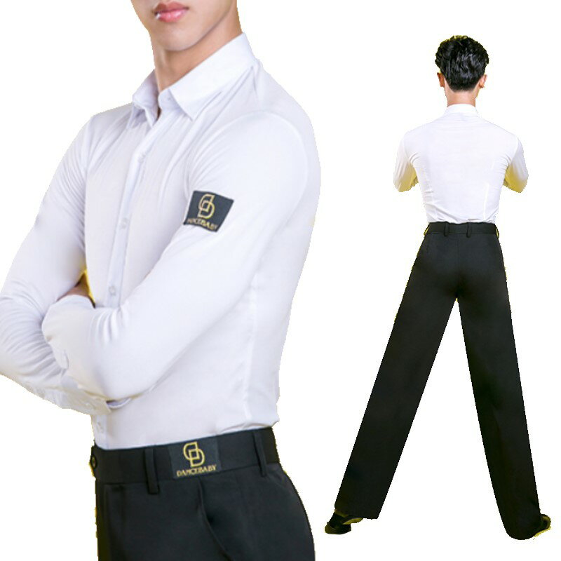 【即納商品】メンズシャツラテンシャツダンスシャツ黒白ストライプダンスラテンダンス社交ダンス競技ダンスサルサストレッチシャツ長袖レッスン衣装発表会コンペ競技会パーティーおしゃれ