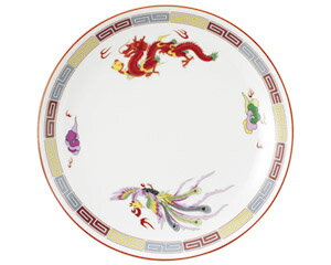 三色雷紋 玉渕メタ8吋皿 中華食器 丸皿（M） 業務用 日本製 磁器 約21.1cm 単品メニュー用 定食用皿 中華皿 プレート 盛皿 エビチリ 酢豚 中国料理のサムネイル