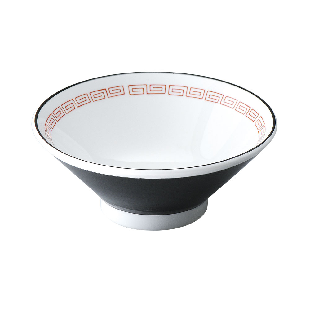 雷紋 黒巻切立高台20cm丼 約19.5cm 中華食器 ラーメン丼 業務用