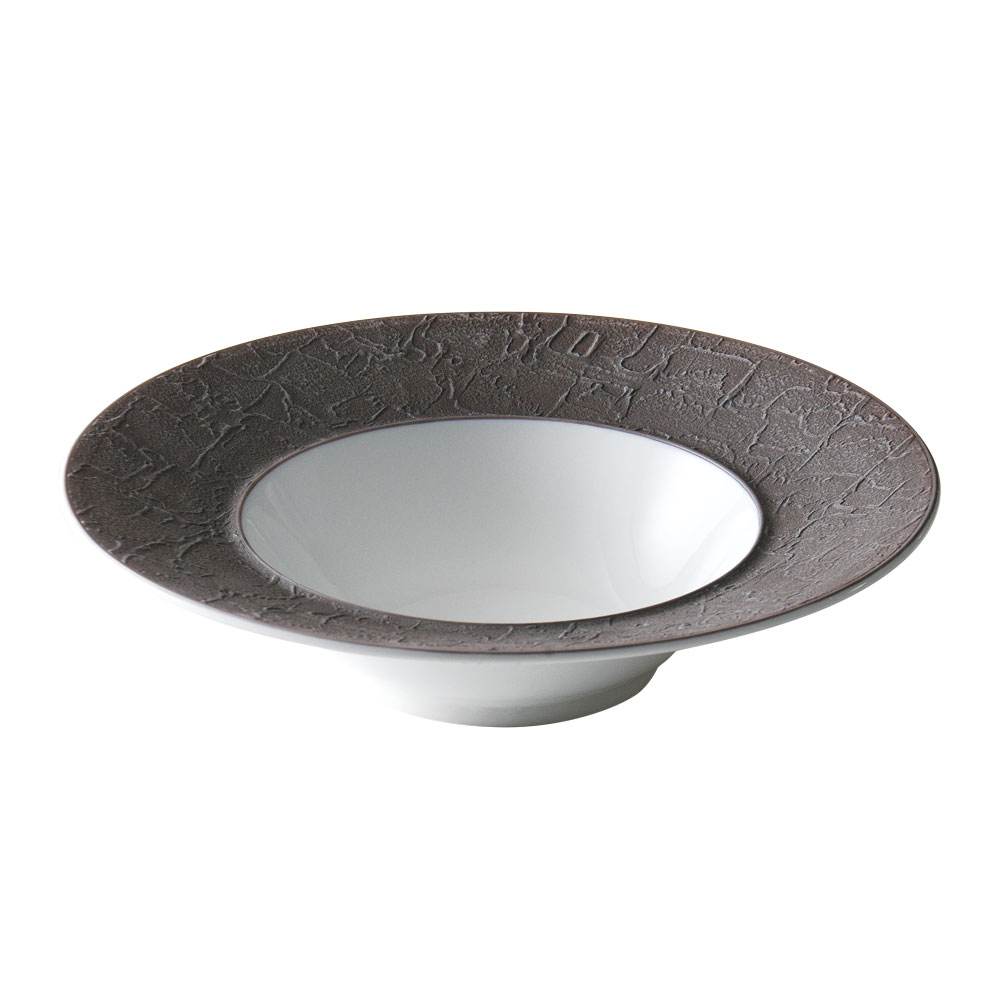 バロック ホワイト&ブラウン26.5cmディープスープ 洋食器 丸型プレート（L） 業務用 約26.5cm 洋食