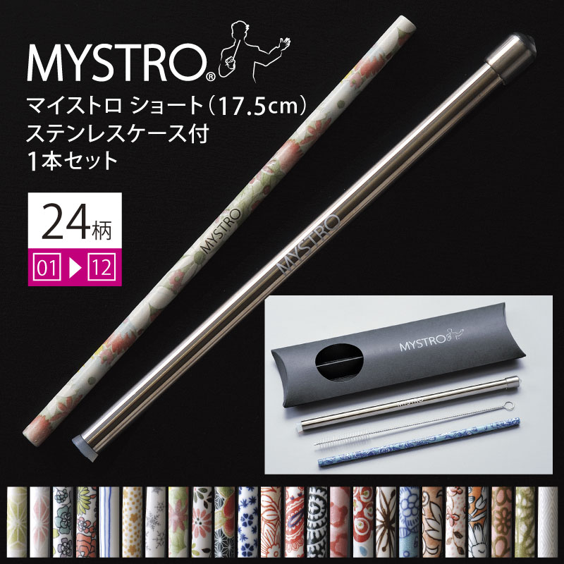 MYSTRO マイストロ ショート（17.5cm） ステンレスケース付 1本セット 1stシリーズ （01〜12） 全24柄 ピロー型パッ…