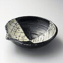 黒織部幾何紋片口10.0鉢 和食器 大鉢 業務用 約31cm 和食 和風 鉢 盛鉢 サラダバー 総菜 おばんざい 和食レストラン サラダ 揚げ物 煮物