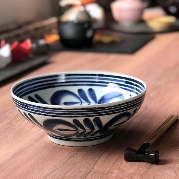 モダンブルーボウル L 有田焼 和食器 丼（大） 業務用 約21cm 和食 和風 どんぶり 丼鉢 らーめん 釜揚げうどんのサムネイル