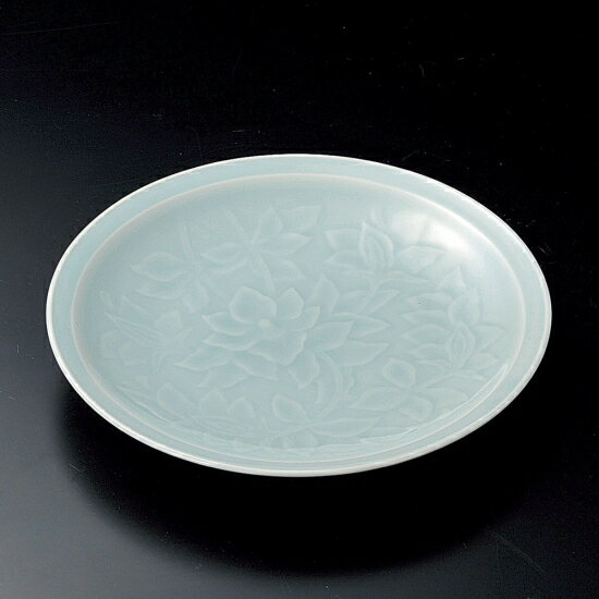 青白磁唐草7.0皿 和食器 丸皿（中）18cm〜25cm 業務用 約21.9cm 和食 和風 中皿 主菜 定食