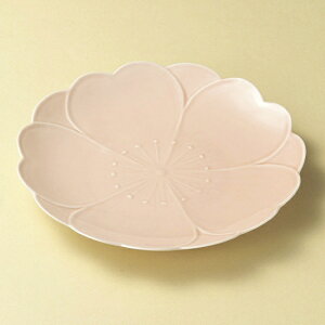さくらさくら桃釉おもてなし皿 有田焼 桜 和食器 丸皿（中） 業務用 約25cm 和食 和風 中皿 メイン料理