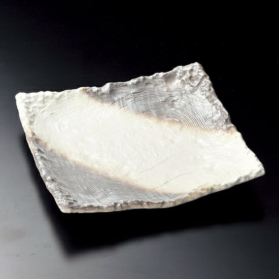 かすみ志野8号四ツ足正角皿 萬古焼 和食器 角皿（大） 業務用 約26cm 和食 鍋料理 揚げ物