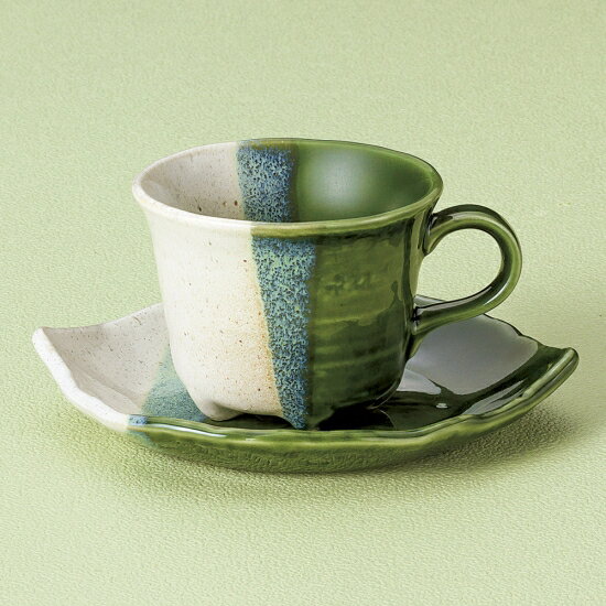 織部木ノ葉コーヒー碗皿 和食器 コ�