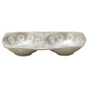 銀峯三島 薬味皿 2品 和食器 仕切皿(2品皿・3品皿) 業務用 約18cm 和食 和風 焼肉店 たれ ニンニク 岩塩 お通し 漬物 前菜 小料理屋 懐石料理 プレート