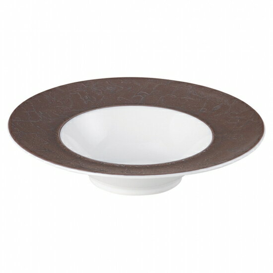 バロック ホワイト&ブラウン26.5cmディープスープ 洋食器 丸型プレート（L） 業務用 約26.5cm 洋食