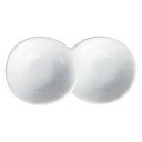 白だんご2連皿 白い器 洋食器 仕切プレート 業務用 約17.8cm ビュッフェ 仕切皿 おしゃれ 前菜 角皿 カフェ ランチプレート