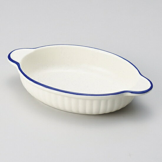ブルーライン小判グラタン 萬古焼 洋食器 オーブンウェア グラタン 業務用