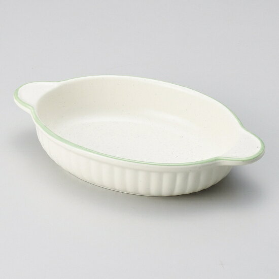 グリーンライン小判グラタン 萬古焼 洋食器 オーブンウェア グラタン 業務用