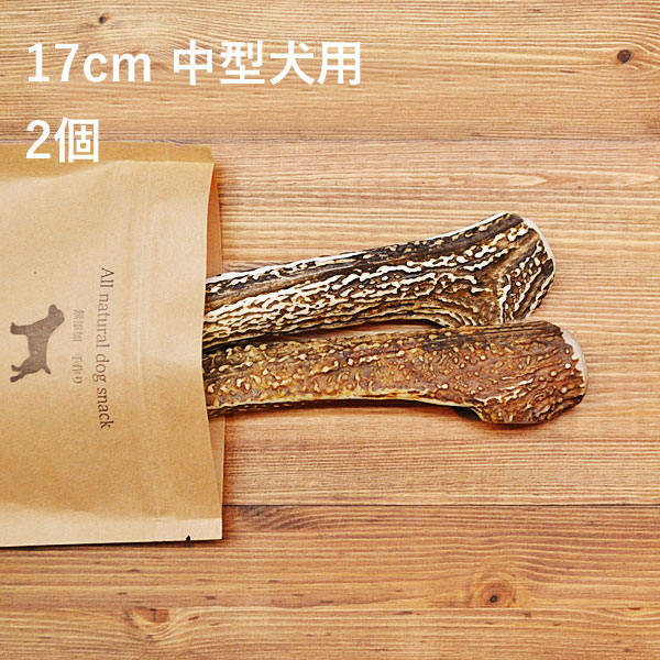 【 17cm 中型犬用 】【2個セット】エゾ鹿の角 犬 おやつ 無添加 ガム 国産/ペット・ペットグッズ ドッグフード ガム 骨（ボーン）型 硬い 長持ち おもちゃ 鹿角 角ガム