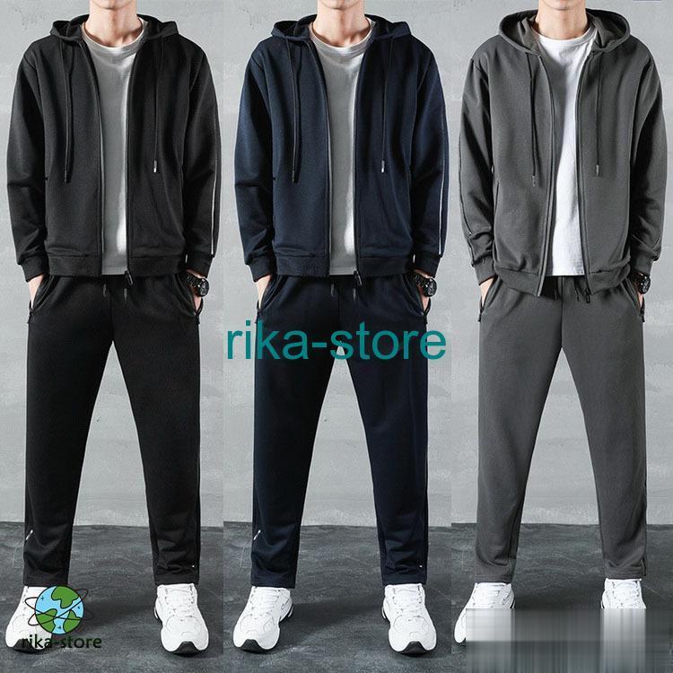 セットアップ メンズ ランニング 上下セット 春秋 スウェット パーカー ジップアップ ジャケット パン..